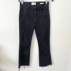 Frame Sz 26 Womens Faded Black Le Crop Mini Boot Jeans Stretch Denim Raw Hem